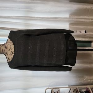 Gray Sparkle Sweater with a sheer bottom. SIZE Petite Large. NWT